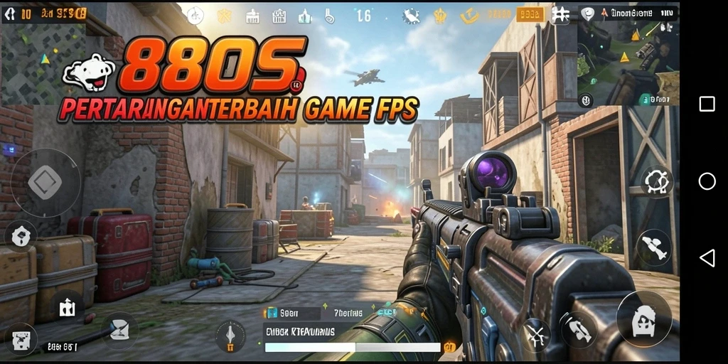Screen utama 88BOS menunjukkan aksi intens di game FPS.