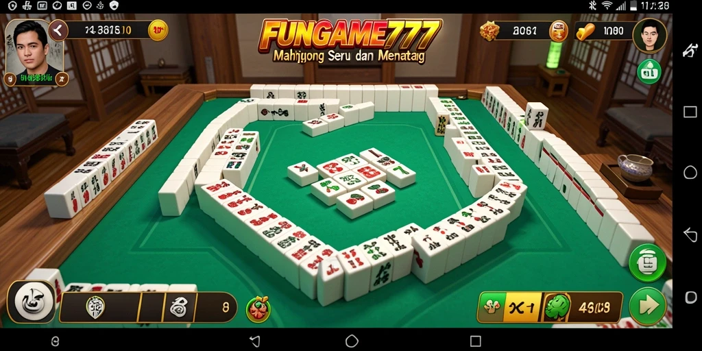Tampilan gameplay menarik dari FUNGAME777 dengan berbagai ubin Mahjong.