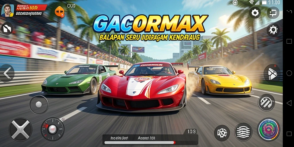 Tangkapan layar gameplay GACORMAX yang menunjukkan aksi balapan yang mendebarkan.
