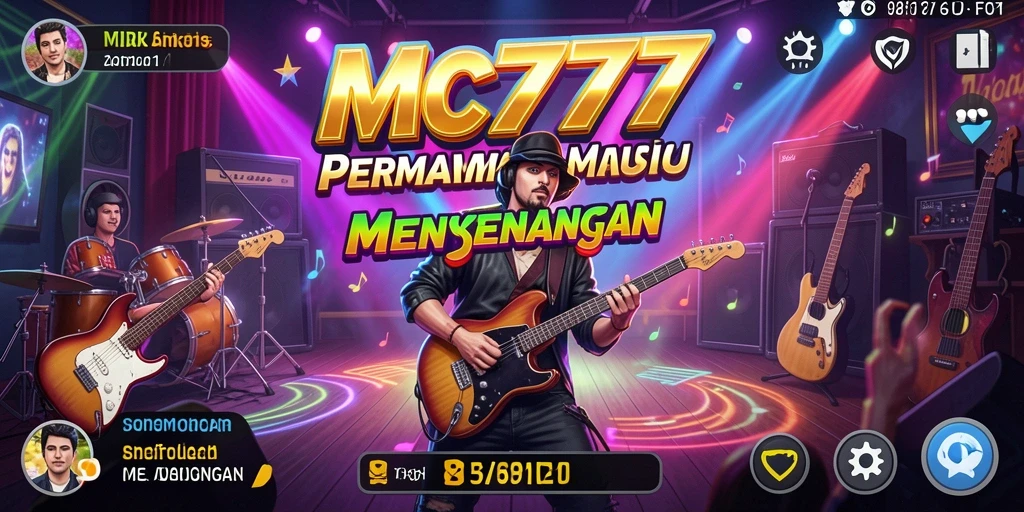 Screenshot utama MC777 menampilkan gameplay musik yang menarik.