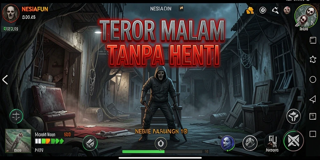 Screenshot gameplay NESIAFUN yang menegangkan dengan suasana horor yang mencekam.