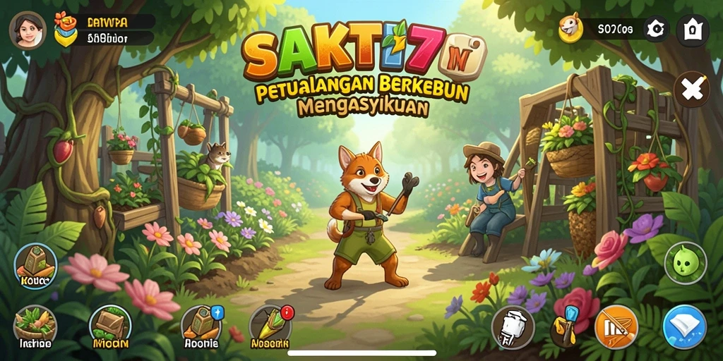 Tampilan gameplay SAKTI77 dengan suasana berkebun yang menawan.