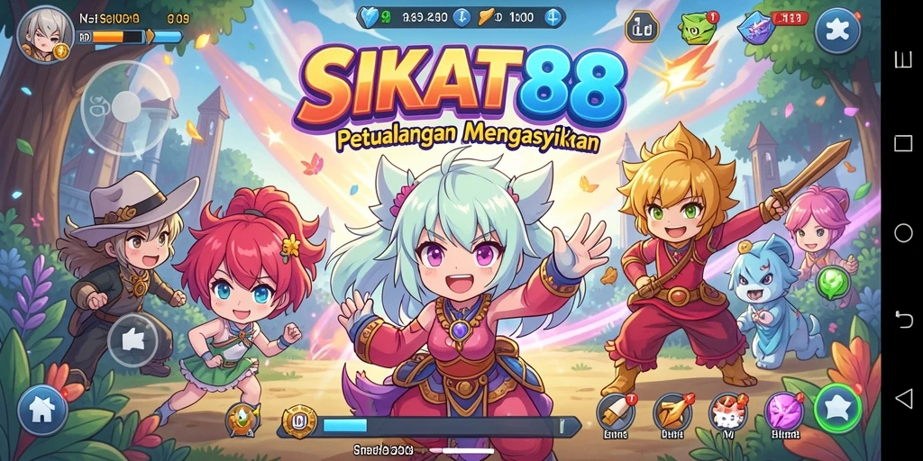 Tampilan gameplay SIKAT88 dengan karakter anime menarik.