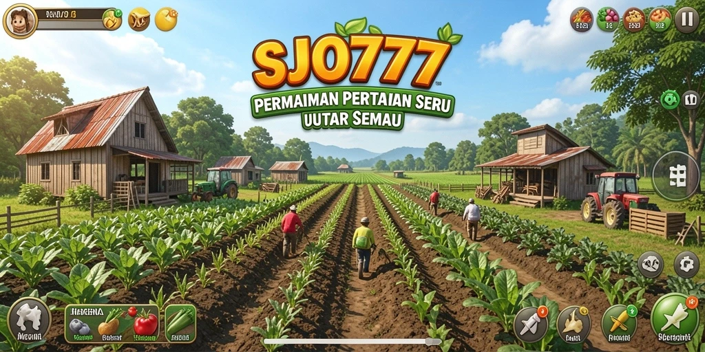 Tampilan gameplay SJO777 menampilkan aktivitas bertani yang menyenangkan.