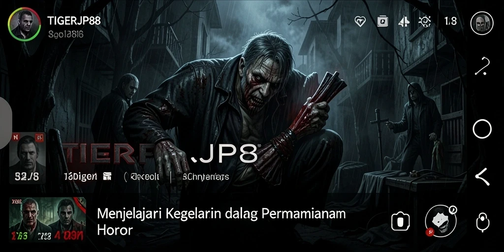 Tampilan gameplay menegangkan dari TIGERJP88 dengan suasana horor yang kental.