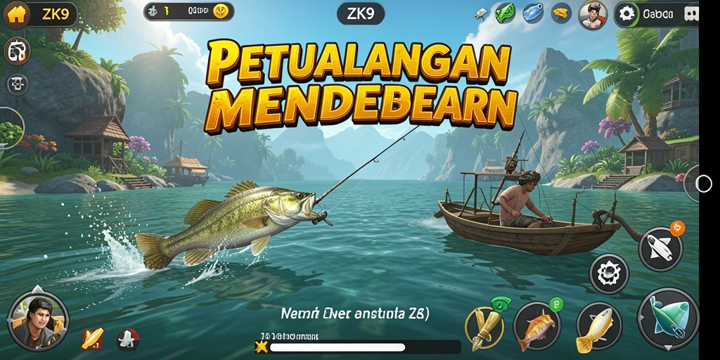 Gameplay menarik ZK9 menunjukkan aksi memancing yang seru.
